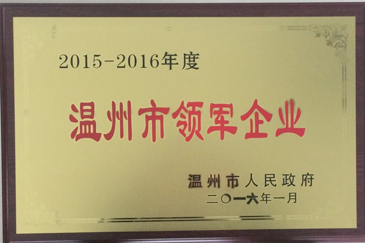 “2015—2016年度溫州市領軍企業”——浙江通力榜上有名